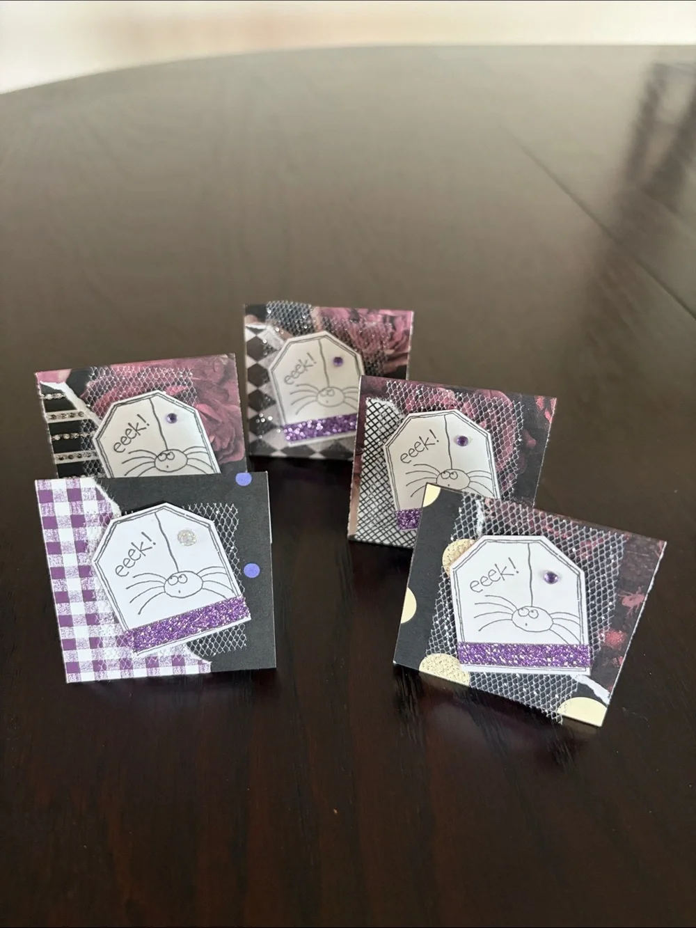 New Handmade Halloween Mini Foldable Surprise Cards - Set of 30, Colorful 2 x 2